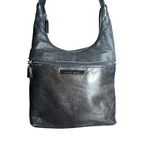 Vintage Nine West leather crossbody 90's Y2K bag weathered black see pictures